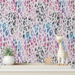 Modernes rosa Lila Leopard Print Girl Muster Tapete