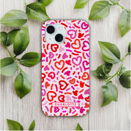 Modernes Rosa Lila Romantische Liebe Herzmuster Case-Mate iPhone Hülle