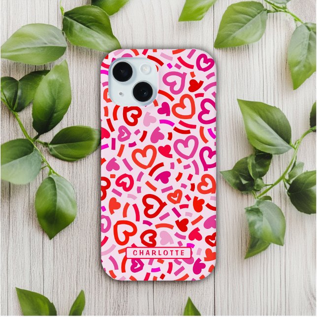 Modernes Rosa Lila Romantische Liebe Herzmuster Case-Mate iPhone Hülle (Von Creator hochgeladen)