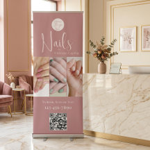 Modernes Rosa-Logo QR-Code Foto Nagelstudio