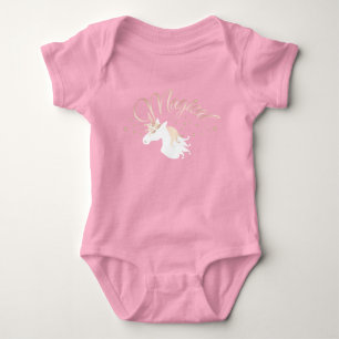 Modernes rosa magisches Einhorn Baby Strampler