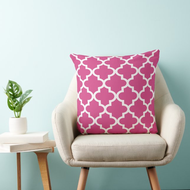 Modernes, rosa marokkanisches Quatrefolienmuster Kissen (Stuhl )