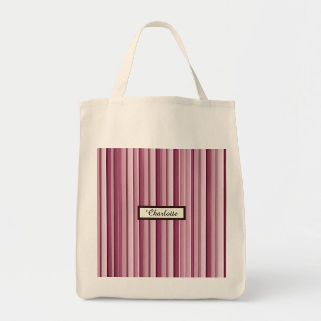 Modernes, rosa Mauve Personalisiertes Lebensmittel Tragetasche (Vorne)