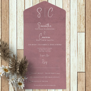 Modernes Rosa Minimal Monogramm Abendessen All In One Einladung