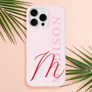 Modernes rosa Minimalistisches Anfangsmonogramm iPhone 16 Pro Max Hülle