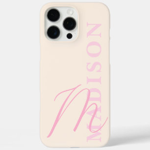 Modernes rosa Minimalistisches Anfangsmonogramm iPhone 16 Pro Max Hülle