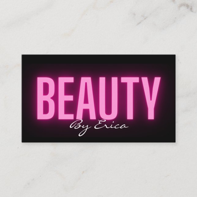 Modernes, rosa Neon Lashes Schönheit Makeup Busin Visitenkarte (Vorderseite)