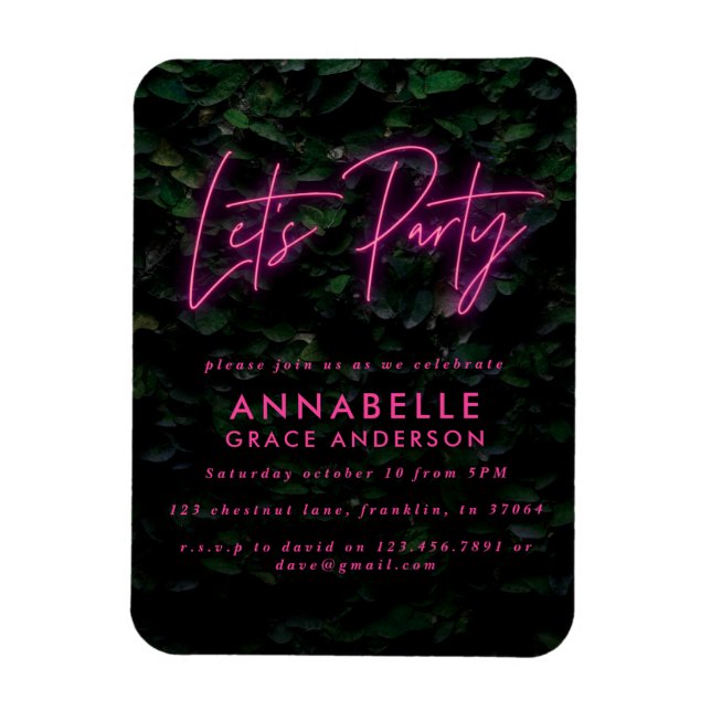 Modernes, rosa Neonfolien lasse Party zeitgenössis Magnet (Vertikal)
