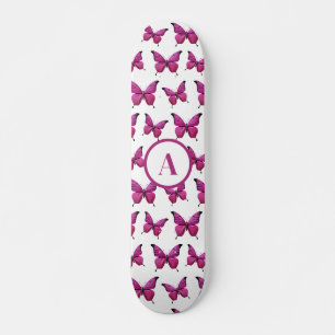 Modernes rosa Niedliches Schmetterlingsmuster Skateboard