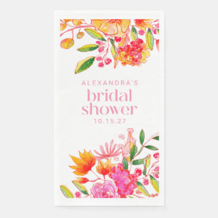 Modernes rosa Orangefarbenes Brautparty Serviette