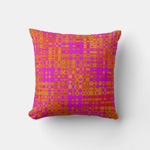 Modernes rosa orangefarbenes geometrisches Muster Kissen