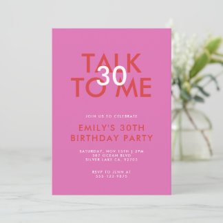 Modernes rosa Party 30. Geburtstag Einladung