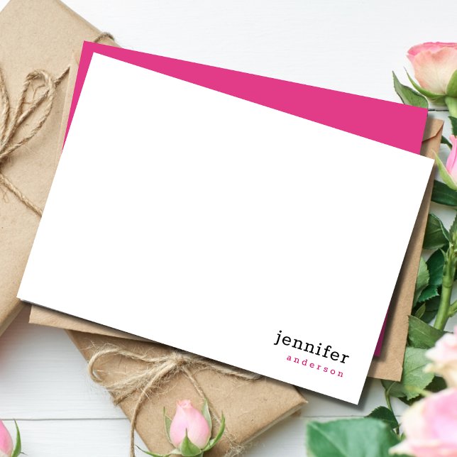 Modernes, rosa Personalisiertes Geschirr Mitteilungskarte (Von Creator hochgeladen)