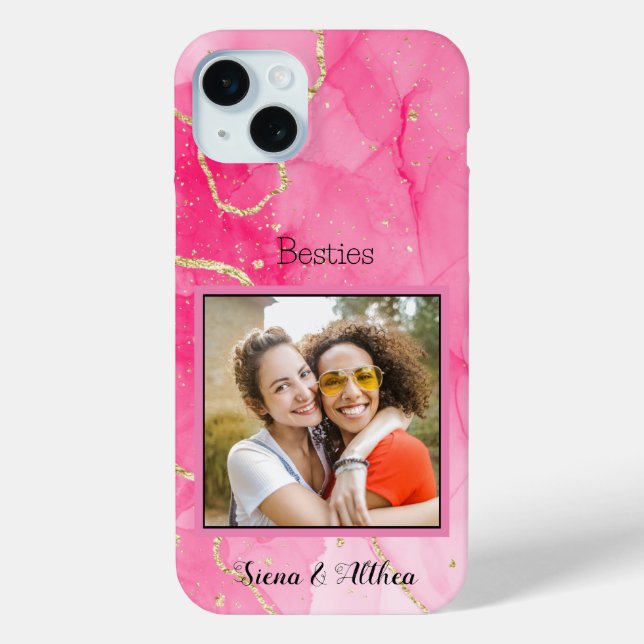 Modernes Rosa Persönliche Foto Case-Mate iPhone Hülle (Rückseite)