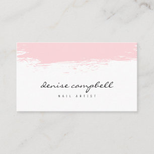 Modernes Rosa Pinselstrich, weiß minimalistisch Visitenkarte
