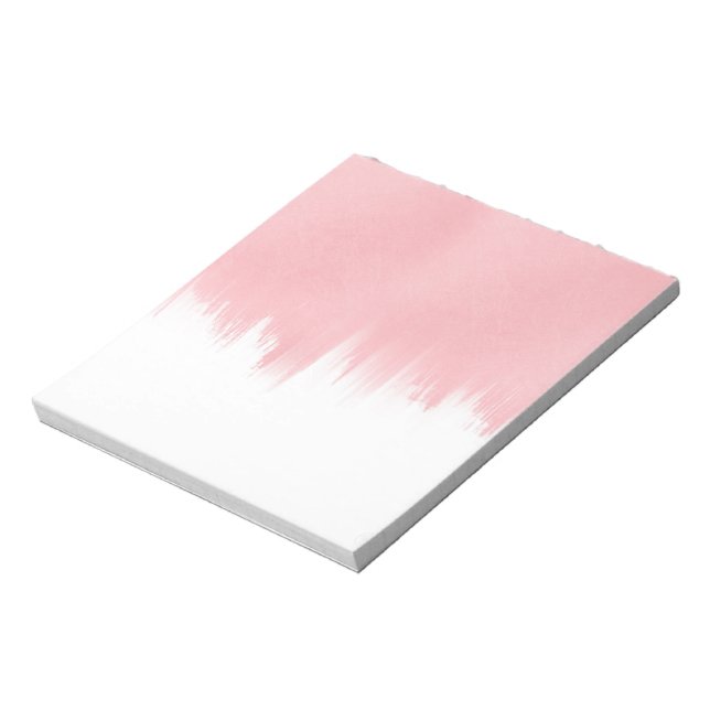 Modernes Rosa Pinselstriche in weißem Design Notizblock (Rotiert)