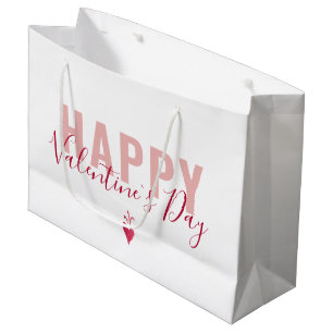 Modernes rosa Red Happy Valentine Day Script Große Geschenktüte