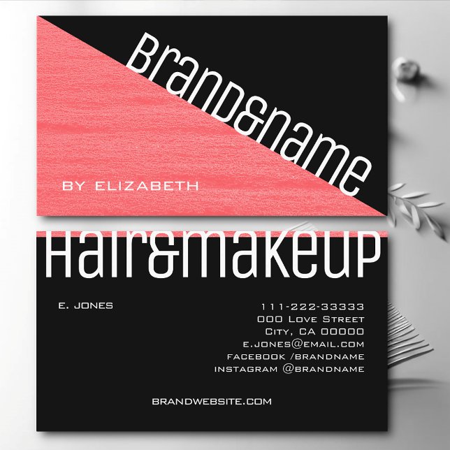 Modernes rosa Rosé Schwarz Dreieck zwei Farben Visitenkarte (Von Creator hochgeladen)