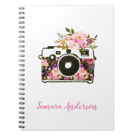 Modernes rosa Rosen-GoldTrendy Blumenkamera Notizblock