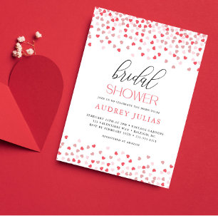 Modernes Rosa Rotes Herz Valentines Brautparty Einladung