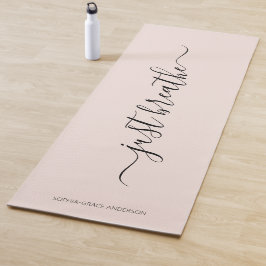 Modernes, rosa Schwarz atmen Eleganter Skriptname Yogamatte