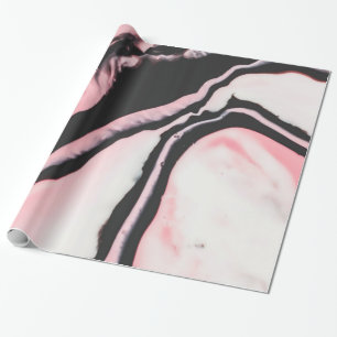 Modernes rosa, schwarz gestrichene Marmormuster Geschenkpapier