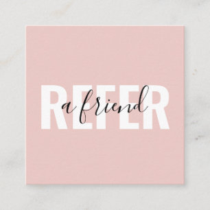 Modernes Rosa Schwarz Refer a Friend Empfehlungskarte