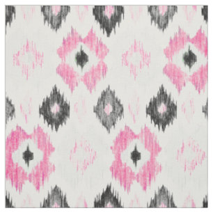 Modernes rosa schwarzes modisches ikat Muster Stoff