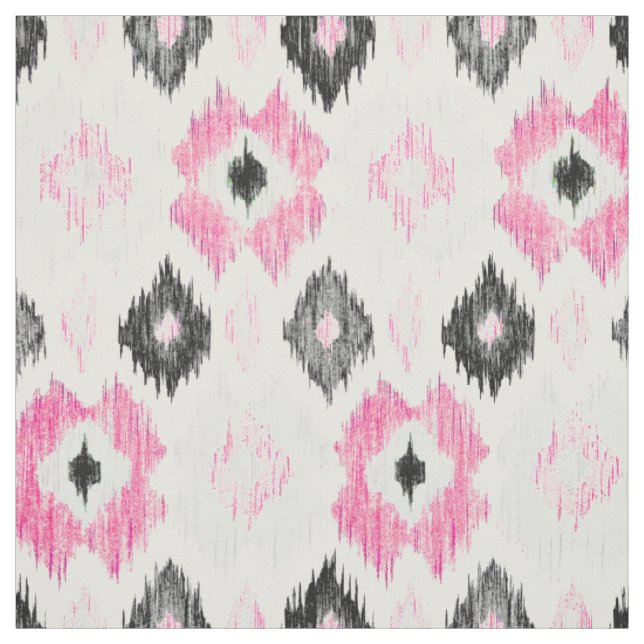 Modernes rosa schwarzes modisches ikat Muster Stoff (Muster)
