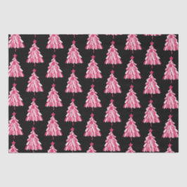 Modernes, rosa Schwarzes Weihnachtsbaummuster Seidenpapier