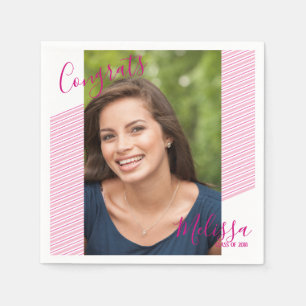 Modernes Rosa Streifen Abschluss Foto Napkins Serviette