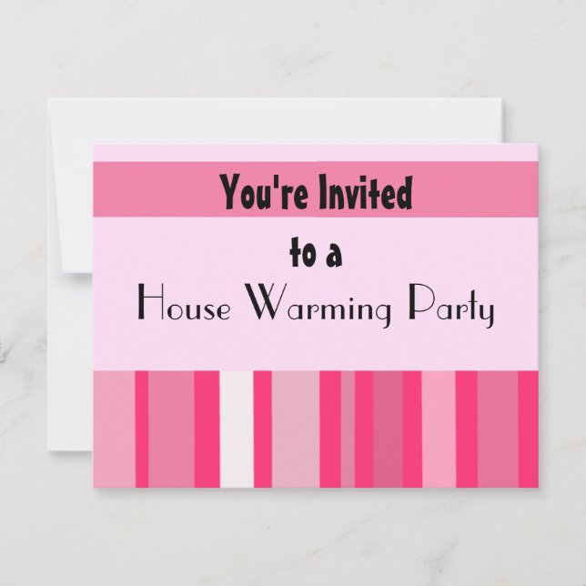 Modernes Rosa Strip House Erwärmung Party Einladung (Vorderseite)