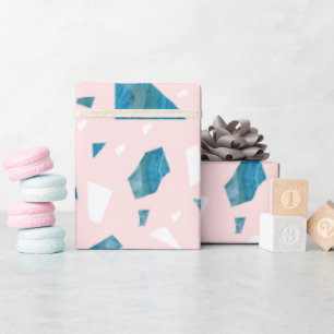 Modernes Rosa Terrazzo-Mosaik Geschenkpapier