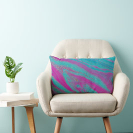 Modernes, rosa und blaues Goldkissen aus Glitzer Lendenkissen