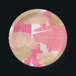 Modernes rosa und goldenes Glitzer Abstraktes Must Pappteller<br><div class="desc">Feminine und trendige Papiertafel mit rosa Pinselmuster mit goldenen Glitzer Akzenten. Personalisieren Sie diese,  indem Sie Ihren Namen oder Ihre kurze Phrase hinzufügen. Diese modernen Teller sind perfekt für Geburtstage,  Babyduschen,  Brautpartys und vieles mehr. Matching-Elemente sind verfügbar.</div>