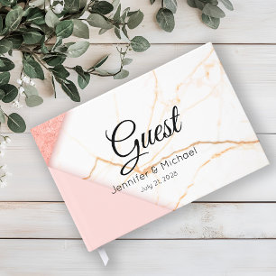 Modernes Rosa- und Goldmarmor Gästebuch