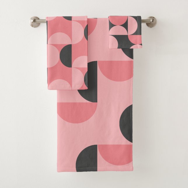 Modernes Rosa und Grau des Mittelalters Badhandtuch Set (Insitu)