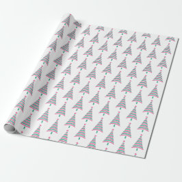 Modernes Rosa und grünes Weihnachtsbaumumschlag Geschenkpapier