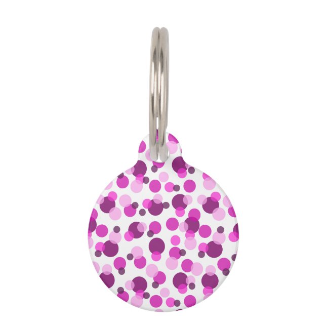 Modernes, rosa und Lila Polka Dot Muster Tiermarke (Vorderseite)