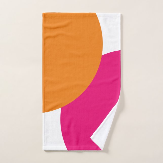 Modernes Rosa und Orange Abstrakt Badhandtuch Set (Handtuch)