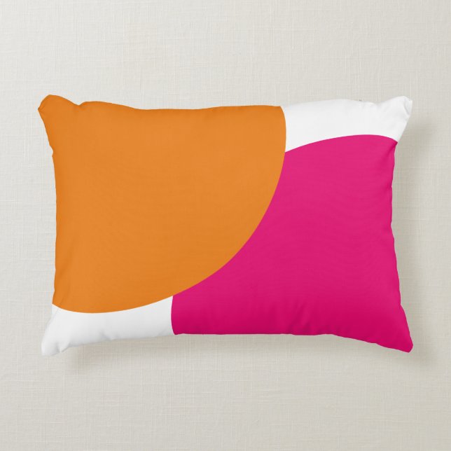 Modernes Rosa und Orange Abstrakt Dekokissen (Vorderseite)