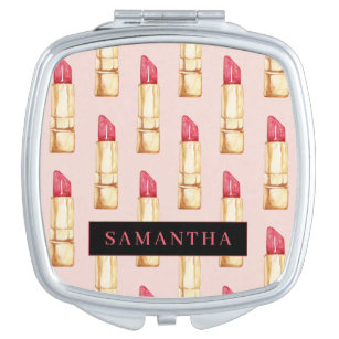 Modernes rosa und rotes Lipstick Muster Mädchen mi Taschenspiegel