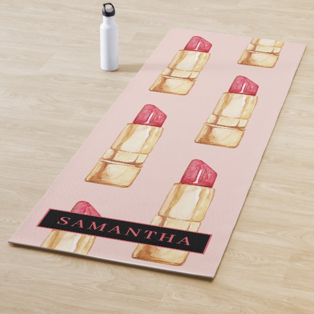Modernes rosa und rotes Lipstick Muster Mädchen mi Yogamatte (Beispiel)