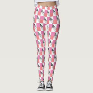 modernes rosa und schwarz ästhetisches Muster Leggings