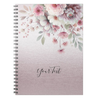 Modernes rosa weißes BlumenNotebook Notizblock