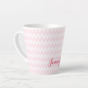 Modernes, rosa weißes Muster Personalisiert Elegan Milchtasse