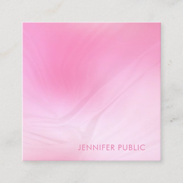 Modernes rosa weißes Template elegant Beruflich Quadratische Visitenkarte (Vorderseite)