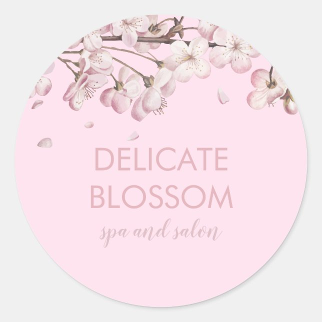 Modernes rosa zartes Blossom Runder Aufkleber (Vorderseite)