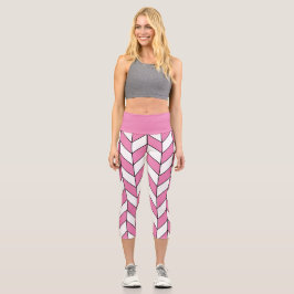 Modernes rosa Zickzack Muster Capri Leggings