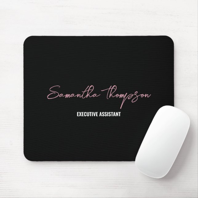 Modernes, rosafarbenes Minimalistisches Script Mousepad (Mit Mouse)